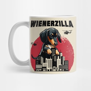 Wienerzilla Funny Giant Dachshund Wiener Dog in City Mug